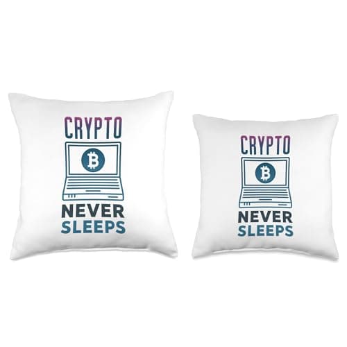 Crypto Never Sleeps - Crypto Trader Cryptocurrency Laptop Throw Pillow