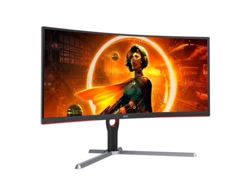 AOC CU34G3S 34" Frameless Curved Ultrawide Gaming Monitor, WQHD 3440 x1440, 165Hz 1ms, FreeSync Premium, Height Adjustable, 3-Year Zero-Bright-dot, Black