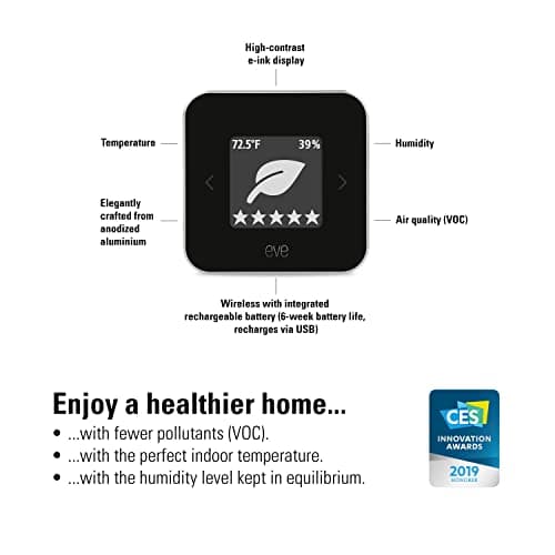 Eve Room - Indoor air Quality Sensor to Monitor air Quality (VOC), Temperature & Humidity, Apple HomeKit Technology, Bluetooth and Thread