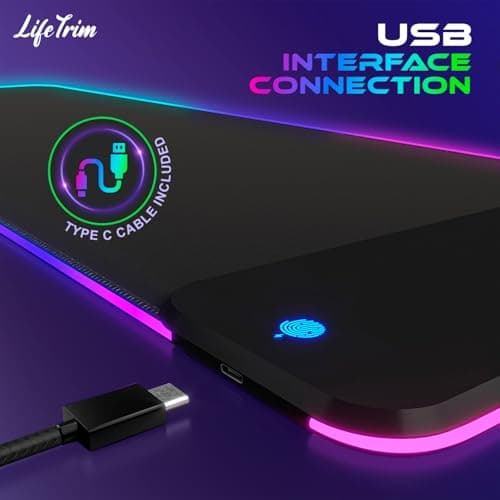 Wireless Charger LED Mousepad 35.5 x 12 Inch RGB Gaming Mouse Pad 10 Light Modes 4mm Thick Large Gaming Desk Pad Wireless Charging Cool Mouse Pad for PC Gaming Accessories & Gaming Gifts