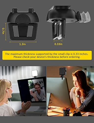 NexiGo Glow Light for Streamers, Enhanced Video Conference Lighting Kit with Webcam Style Clip, Built-in Battery, Dimmable & Rechargeable, for Streaming, Photography, Vlogging