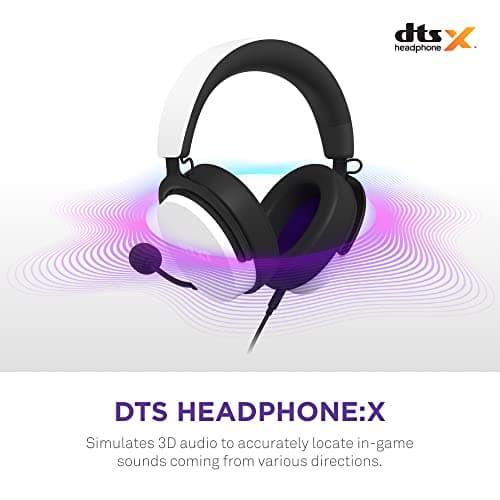 NZXT Relay Wired PC Gaming Headset - AP-WCB40-W2 - Hi-Res Audio Certified - DTS Headphone:X - 7.1 Surround Sound - Lightweight & Comfortable Design - Detachable Microphone - White