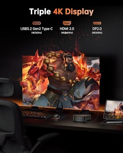 KAMRUI H1 Mini Gaming PC, AMD Ryzen 7 6800H, 16GB DDR5 4800MHz 512GB M.2 NVMe PCIe3.0x4 SSD Mini PC(8C/16T, up to 4.7GHz), 16MB L3 Smart Cache, Triple 4K Display/WiFi6/BT5.2/Mini Desktop Computers