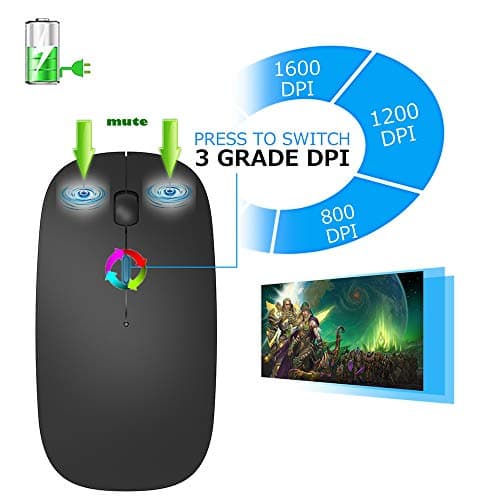 Rechargeable Bluetooth 5.2/3.0/Type-C/USB-2.4G Mouse for MacBook/MacBook air/Pro/iPad, Wireless Mouse for Laptop/Notebook/pc/iPad/Chromebook (Black)