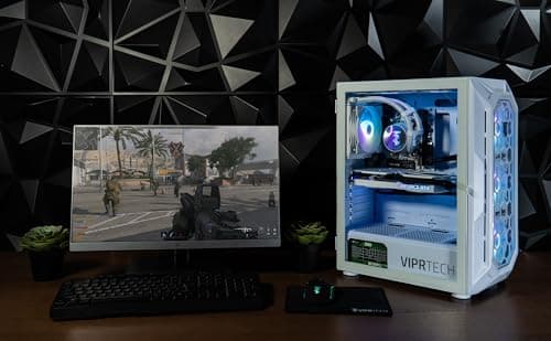 ViprTech Ghost 3.0 Liquid-Cooled PC - AMD Ryzen 5 5600X (12-LCore 4.6Ghz), RTX 4060 8GB, 32GB DDR4 3200, 1TB NVMe SSD, VR-Ready, Streaming, WiFi, RGB, Win 11, Warranty, Gaming Desktop Computer