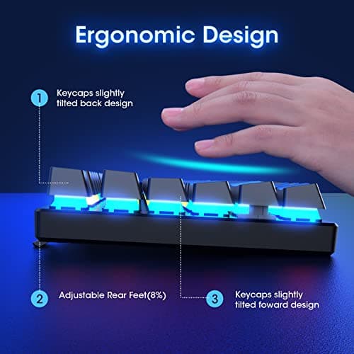 RisoPhy Mechanical Gaming Keyboard, RGB 104 Keys Ultra-Slim LED Backlit USB Wired Keyboard with Blue Switch, Durable Abs Keycaps/Anti-Ghosting/Spill-Resistant Computer Keyboard for PC Mac Xbox Gamer