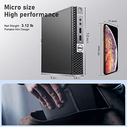 Dell Mini PC OptiPlex 7040 Desktop Computers with Dual 24 inch KOORUI Monitor,Micro PC, Intel i7-6700T 32GB Ram 1TB M.2 NVMe SSD,AX210 Built-in WiFi 6e & Bluetooth 5.2, HDMI, Windows 11 Pro (Renewed)