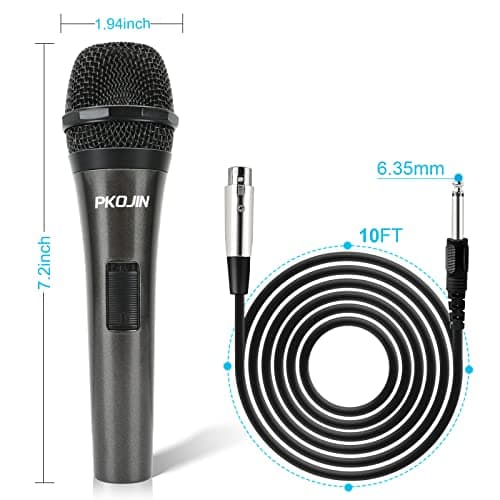 Dynamic Karaoke Microphone for Singing, Vocal Wired Microphone for Karaoke, Handheld Mic with 10 Ft Cable, Mics for Speaker with ON/Off Switch