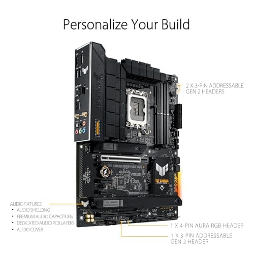 ASUS TUF GAMING B760-PLUS WIFI Intel B760 LGA 1700 ATX motherboard, Ready for 14th, 13th & 12th Gen Intel® Core CPU, 12+1+1 Stages, PCIe 5.0, 3x M.2, DDR5, 2.5G, USB 3.2 Type-C®, Thunderbolt 4™, USB4®
