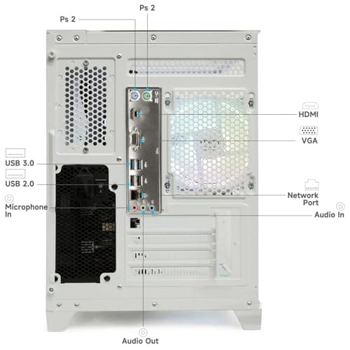 LXZ Desktop PC Computer Ryzen 5-5600GT 8 core 3.6GHz, 16G DDR4 RAM, 512G NVME SSD, Tower Computer with 400W Power Supply for Working, Home and Office (White)