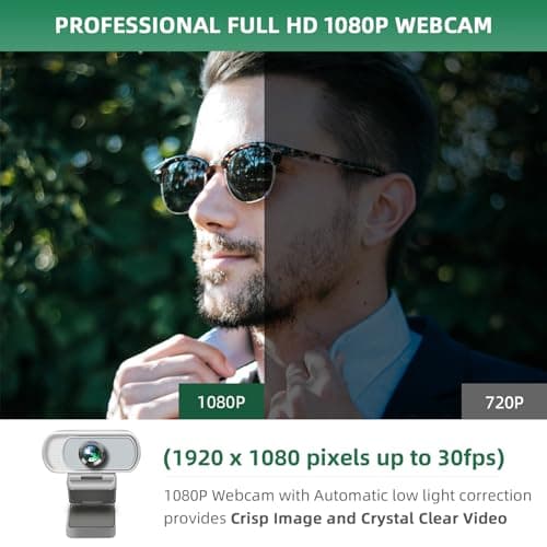 1080P Webcam with Mic, Pro Streaming Web Camera with Privacy Cover and Stand, Widescreen USB Computer Camera for PC Mac Laptop Desktop, Adapter Included