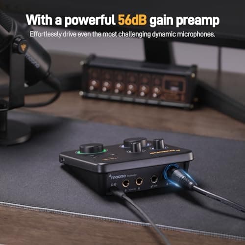 MAONO USB Audio Interface for PC: Interface with XLR Input 24-bit/192kHz Routing Software LOOPBACK ASIO Driver for Recording Music, Home-Studio, Guitar, Podcast, Streaming, DAW(PS22 Lite Black)