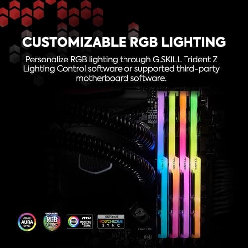 G.SKILL Trident Z RGB Series (XMP) DDR4 RAM 32GB (2x16GB) 3600MT/s CL18-22-22-42 1.35V Intel AMD Desktop Computer Memory UDIMM (F4-3600C18D-32GTZR)