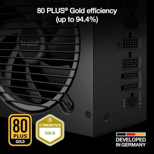 be quiet! Pure Power 13 M 850W Power Supply, 80 Plus® Gold Certification, ATX 3.1 PSU, Support for PCIe 5.1 GPUs, semi-Passive 120mm be quiet! Fan, LLC Technology, Single Rail, for Overclocked GPUs