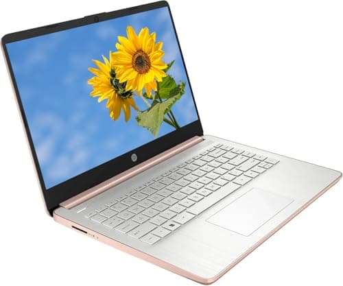 HP AI-Powered 14" HD Laptop with Microsoft Office and 1TB Cloud Storage Included for 1-Year| 16GB RAM|128GB SSD & 128GB Portable SSD| Intel 4-Core CPU| Webcam| Ultra Light|Win 11| RK Bundle| Rose Gold