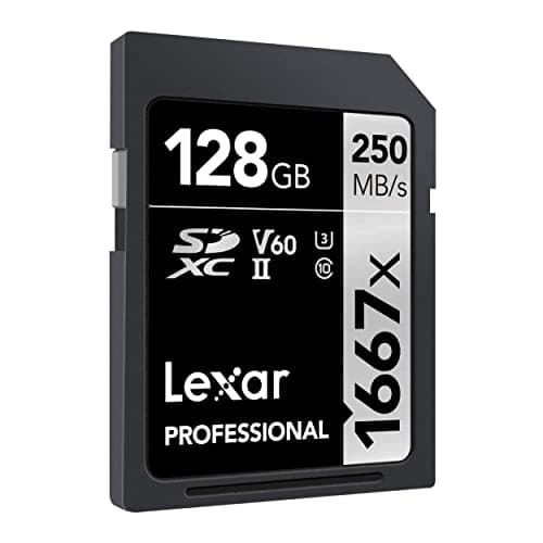 Lexar 128GB Professional 1667x SD Card, UHS-II, C10, U3, V60, Full HD, 4K, Up To 250MB/s Read SDXC Memory Card, for Professional Photographer, Videographer, Enthusiast (LSD128CBNA1667)