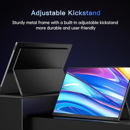 Portable Monitor 15.6" FHD 1080p, Travel Monitor with Built-in Battery & Kickstand & Speakers, HDMI USB C External Portable Monitor for Laptops, PC, Mac, Xbox, Switch, and PS5/4