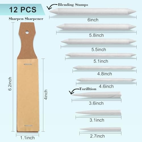 Jeimier 12 Pcs Blending Stumps for Drawing, Tortillions Blending Sticks for Beginner Drawing, Art Blenders, Blending Tools Paper Stumps for Shading Completed, Blending Pencil for Sketching, Softness