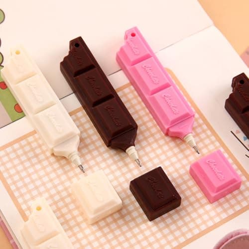 JKJF 6 PCS Simulation Chocolate Shape Rollerball Pens Chocolate Shape Gel Ink Pen Novelty Food Pens for School Office Stationery Writing Supplies - 0.7mm Black