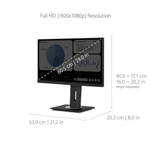 ViewSonic VG2448A 24 Inch IPS 1080p Ergonomic Monitor with Ultra-Thin Bezels, HDMI, DisplayPort, USB, VGA, and 40 Degree Tilt for Home and Office