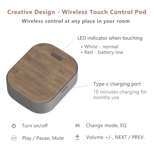 Bluetooth Computer Speakers with Wireless Touch Control Pod for PC Laptop/Desktop Wireless Stereo Gaming Speakers, 4 EQ Modes, Aesthetic Style, 2024 New Model