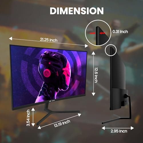 CRUA 24” Curved Gaming Monitor, 180Hz/144Hz FHD 1080P, Support 120% sRGB, AMD FreeSync, Low Motion Blur, Wall Mount Installs Compatible, for Office and Games(HDMI 1.4 & DP 1.2) – Black