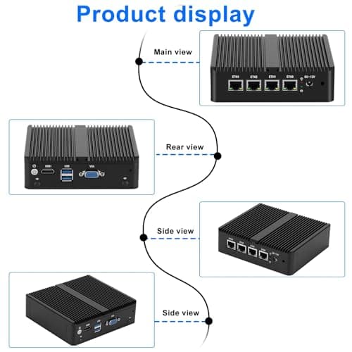 Fanless Mini PC N4000 with 4*i226 2.5G LAN, 2*USB3.0,HDMI,1*VGA,Mini Desktop Computer Support Dual Band WiFi for Industry Business,NO RAM NO SSD (NO RAM NO SSD)