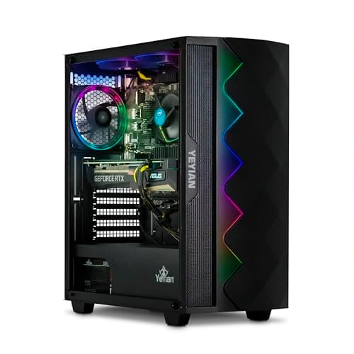 YEYIAN Shoge Gaming Computer - Intel 11th Gen i5-11400F 4.4 GHz, GeForce RTX 3060 Ti Gaming PC Desktop, 512GB NVMe SSD, 16GB DDR4 3200MHz RAM, Stock Fan, Win 11 Home, WiFi 6, 650W PSU