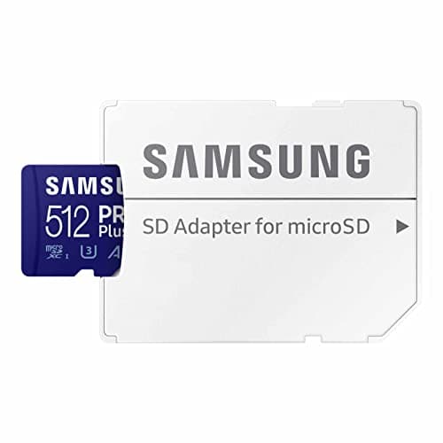 Samsung PRO Plus microSD Memory Card + Adapter, 512GB microSDXC, Up to 180 MB/s, Full HD & 4K UHD, UHS I, C10, U3, V30, A2, for Android Smartphones, Tablets, GoPRO, and DJI Drone (MB MD512SA/AM)