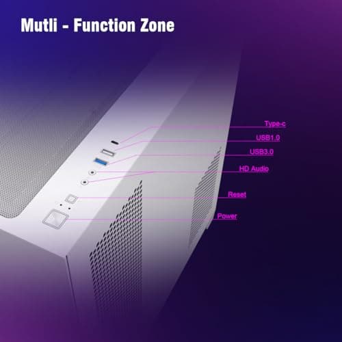 RUIX OV303 ATX Mid-Tower PC Case, Pre-Installed 4 x 120mm Prism ARGB PWM Fans, USB 3.0 & Type-C Ports, High-Airflow Gaming Computer Case - White