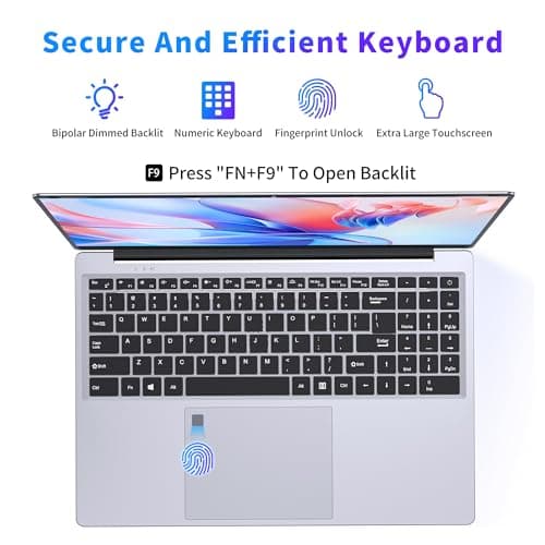 16 Inch Laptop Computer | Gaming Laptop | 16GB RAM 512GB SSD | N100 Processor | FHD 1920 * 1200 | 180 Angle Open | Backlit Keyboard | Windows 11 Pro | Fingerprint Unlock | UHD Graphics 750 MHz