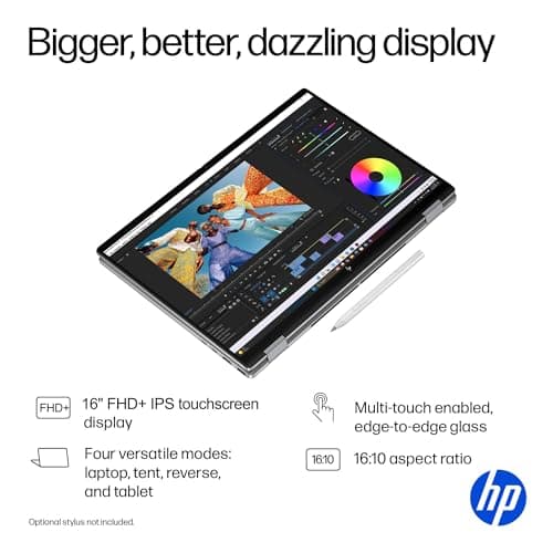 2025 HP OmniBook X Flip x360 2 in 1 Touchscreen Laptop (16" FHD+, AMD Ryzen AI 5 340 (> Intel i7-1355U), 16GB 7500 MT/s, 1TB SSD) AI Copilot+ PC for Creator, Designer, IR Webcam, Backlit, Win 11 Pro