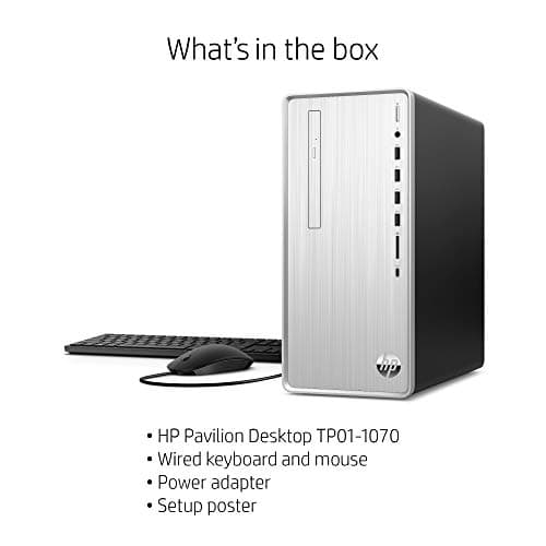 HP Pavilion Desktop, 10th Gen Intel Core i7-10700 Processor, 16 GB RAM, 1 TB hard drive + 256 GB SSD, Windows 10 Home (TP01-1070, Silver)