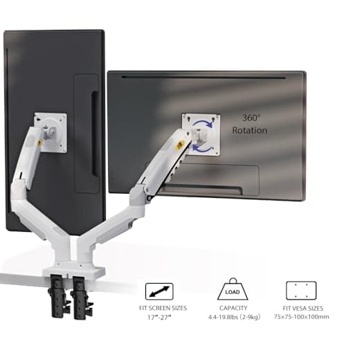 NB North Bayou Dual Monitor Desk Mount Stand Full Motion Swivel Computer Monitor Arm for Two Screens 17-27 Inch with 4.4~19.8lbs Load Capacity for Each Display F160-W