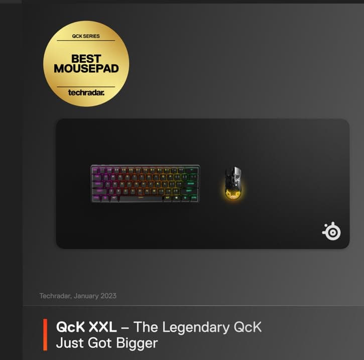 SteelSeries QcK Gaming Mouse Pad - XXL Cloth - Peak Tracking and Stability - Esports Mousepad - Never-Slip - Full Desk Coverage