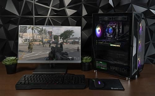 ViprTech Ghost 4.0 Liquid-Cooled PC - AMD Ryzen 7 (4.4Ghz Turbo), RTX 4060 Ti 8GB, 32GB DDR4 3200, 1TB NVMe SSD, VR-Ready, Streaming, WiFi, RGB, Win 11, Gaming Desktop Computer Prebuilt, Black