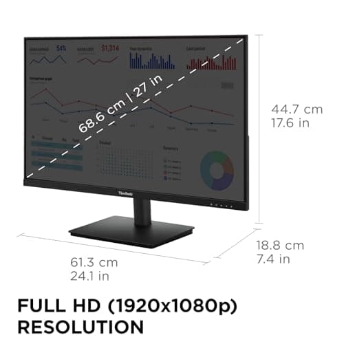 ViewSonic VS2747-H 27 Inch 1080p IPS Monitor with 100Hz, Variable Refresh Rate, Thin Bezels, Eye Care, HDMI, VGA