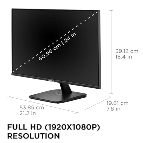 ViewSonic VA2456A-MHD 24 Inch IPS 1080p Monitor with 120Hz, Eye Care, HDMI, DisplayPort, and VGA Inputs for Home and Office