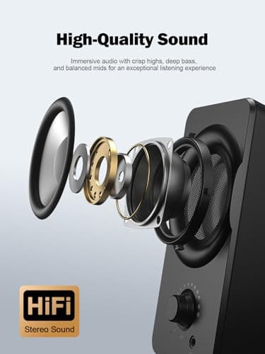 Bluedee Computer Speakers for Desktop PC, Plug & Play USB Speaker with 2 Speaker Units, Dynamic RGB Light PC Speakers, USB/Type-C Powered Wired Speakers for Desktop, Laptop, Projector