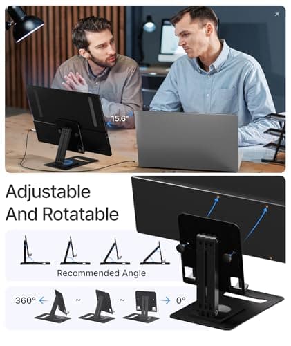 Ingnok 15.6'' FHD IPS Portable Monitor – Ultra Slim External Screen with USB C/HDMI for Laptop, Mac, PC, Phone, PS4, PS5, Switch (Renewed)