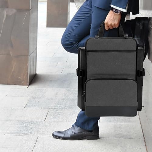 Trunab PC Tower Carrying Strap with Handle, Desktop Carrying Case with Pockets for Keyboard, Cable and Computer Accessories, Ideal for Transporting On The Go (Patented Design)