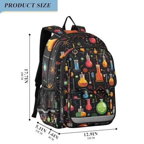 Cartoon Chemistry Backpack Kids School Bag Lightweight Laptop Backpack Elementary Capacity Student Bookbags for Travel Daypack with Reflective Stripes