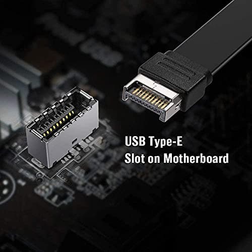 USB 3.1 Type C Front Panel Header Extension Cable 57 cm, Type E to Type C Gen 2 Speed up to 10 Gbps Internal Adapter, With Mount Screw (0.5m)