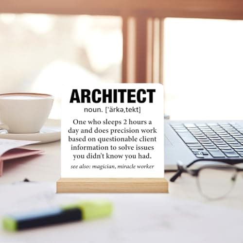 Funny Architect Gifts for Women Men, Gifts for Architects Architecture Major, Architect Definition Acrylic Desk Plaque Sign Office Home Decoration 4 x 4 Inches