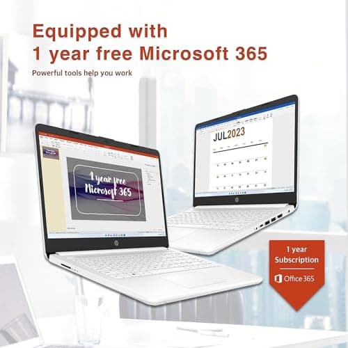 HP New 14" HD Ultral Light Thin Laptop, Quad-Core Intel Celeron Processor, 16GB RAM, 320GB (64GB eMMC+ 256GB Card), Wi-Fi, Upto 11 Hours, Windows 11 S + 1 Year Office 365+HubxcelAccessory, White