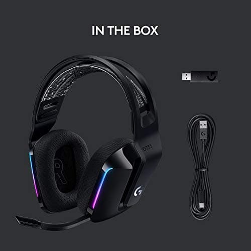 Logitech G733 Lightspeed Wireless Gaming Headset, Suspension Headband, Lightsync RGB, Blue VO!CE Mic, PRO-G Audio – Black, Gaming Headset Wireless, PC, PS5, PS4, Switch Compatible