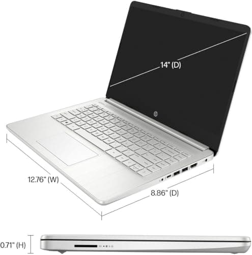 HP 14" HD Student Business Laptop, Intel Quad-Core N4120, 16GB RAM, 384GB Storage, (128GB eMMC+256GB SD Card), 1 Year Office 365, Slim Design, Webcam, HDMI, Bluetooth, WiFi, Win 11 S, Silver