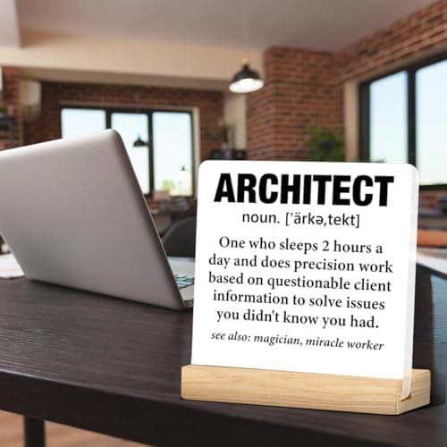 Funny Architect Gifts for Women Men, Gifts for Architects Architecture Major, Architect Definition Acrylic Desk Plaque Sign Office Home Decoration 4 x 4 Inches