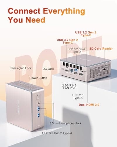 GEEKOM A5 Mini PC, AMD Ryzen 7 5825U, 16GB RAM&512GB M.2 NVMe SSD, Windows 11 Pro Desktop Computer, Vega 8 Graphics, 8K UHD, Dual HDMI | Wi-Fi 6, BT 5.2, USB 3.2 | Home & Office
