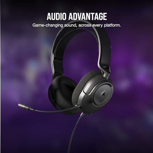 Corsair HS35 v2 Multiplatform Wired Gaming Headset – Flexible Omni-Directional Microphone – Universal 3.5mm Connection – PC, Mac, PS5, PS4, Xbox, Nintendo Switch, Mobile – Carbon